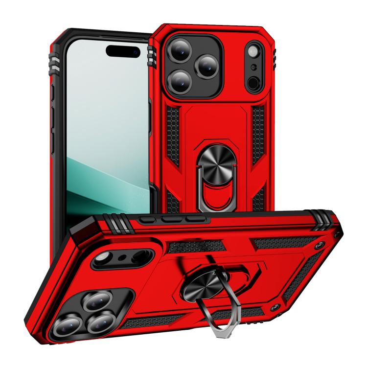 For iPhone 17 Air Shockproof TPU Hybrid PC Phone Case with Holder(Red)