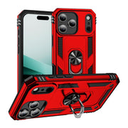 For iPhone 17 Air Shockproof TPU Hybrid PC Phone Case with Holder(Red)