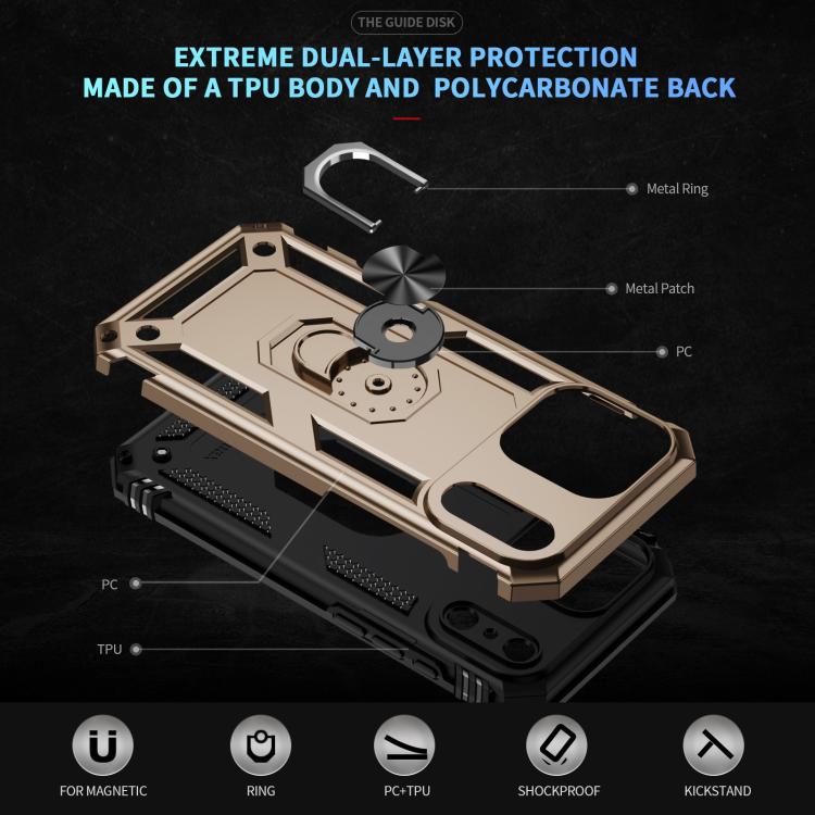 For iPhone 17 Air Shockproof TPU Hybrid PC Phone Case with Holder(Gold)