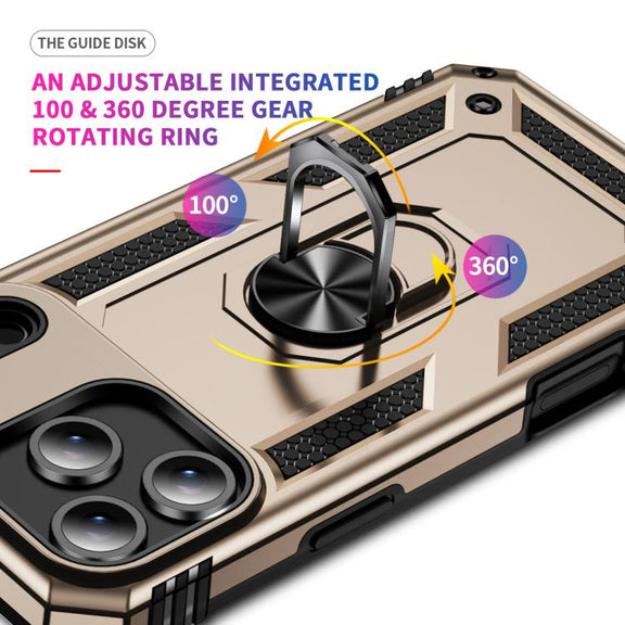 For iPhone 17 Air Shockproof TPU Hybrid PC Phone Case with Holder(Gold)