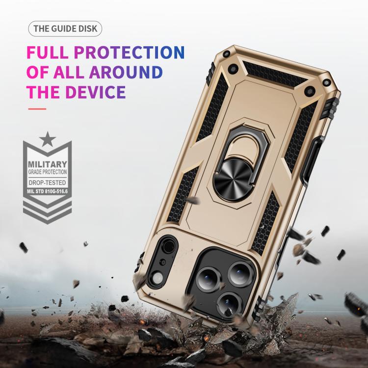 For iPhone 17 Air Shockproof TPU Hybrid PC Phone Case with Holder(Gold)