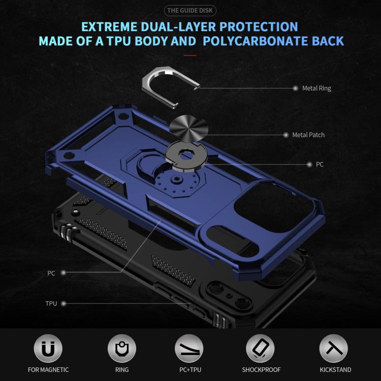 For iPhone 17 Air Shockproof TPU Hybrid PC Phone Case with Holder(Blue)