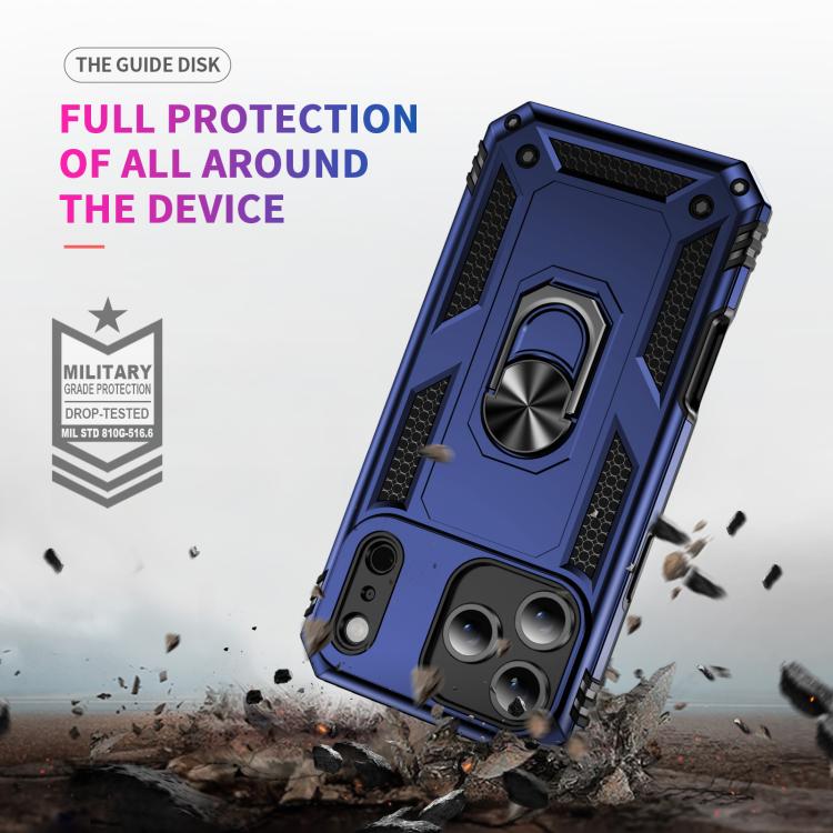 For iPhone 17 Air Shockproof TPU Hybrid PC Phone Case with Holder(Blue)