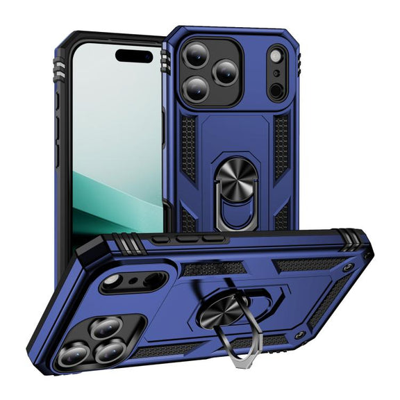 For iPhone 17 Air Shockproof TPU Hybrid PC Phone Case with Holder(Blue)