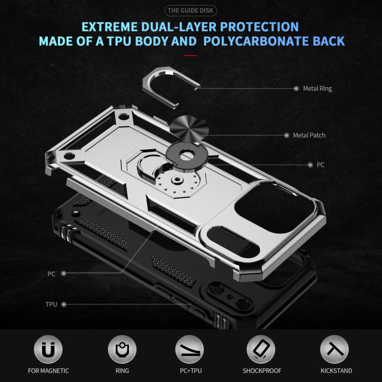 For iPhone 17 Air Shockproof TPU Hybrid PC Phone Case with Holder(Silver)