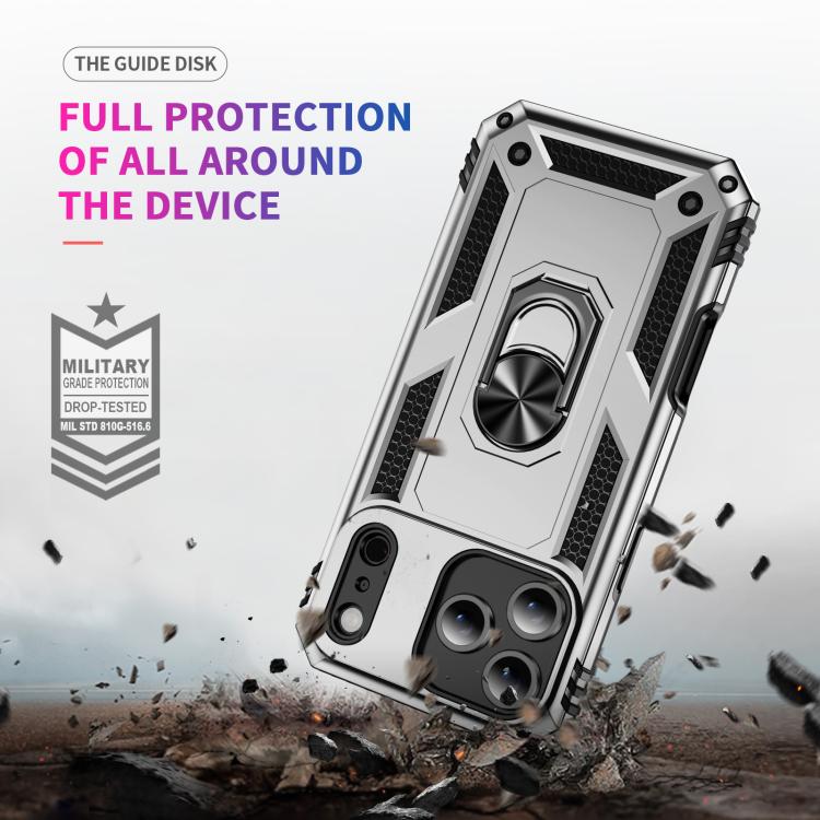 For iPhone 17 Air Shockproof TPU Hybrid PC Phone Case with Holder(Silver)