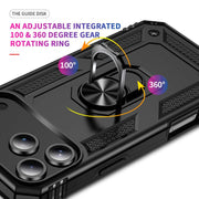 For iPhone 17 Pro Max Shockproof TPU Hybrid PC Phone Case with Holder(Black)