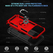 For iPhone 17 Pro Max Shockproof TPU Hybrid PC Phone Case with Holder(Red)