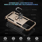 For iPhone 17 Pro Max Shockproof TPU Hybrid PC Phone Case with Holder(Gold)