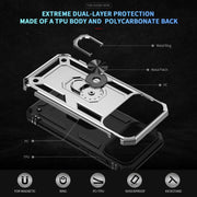 For iPhone 17 Pro Max Shockproof TPU Hybrid PC Phone Case with Holder(Silver)