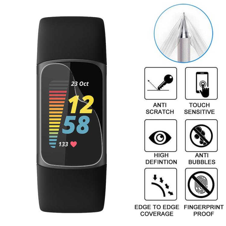 For Fitbit Charge 5 5pcs xDfind Soft Hydrogel Film Full Cover Front Protector