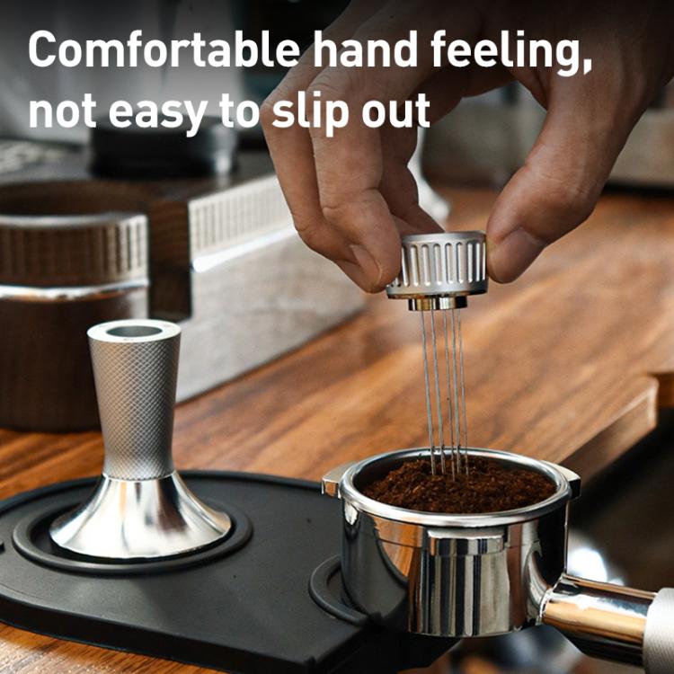 58.3mm Mesh Texture with Needle Coffee Powder Pressing Hammer Stainless Steel Cloth Powder(Black)