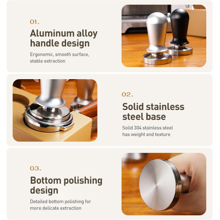 Stainless Steel Coffee Powder Hammer Pressure Powder Tampon, Size:53mm Silver