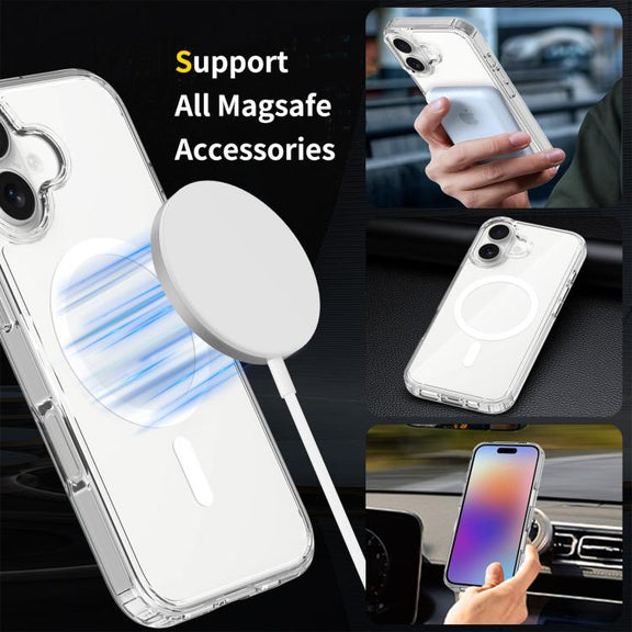 For iPhone 17 Scratchproof PC Hybrid TPU Magsafe Phone Case(Transparent)