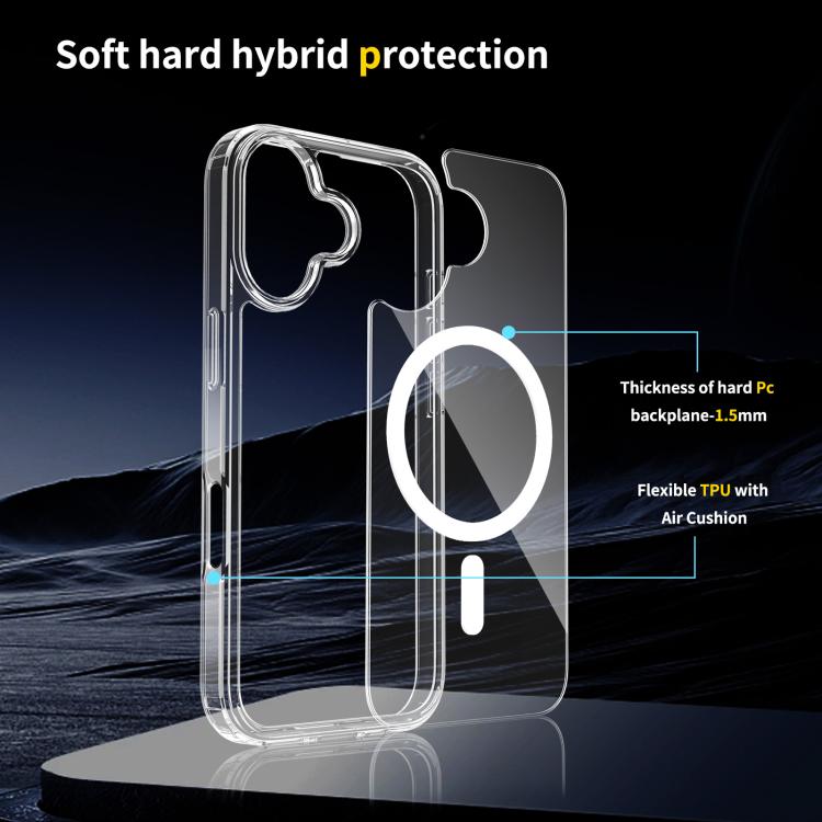 For iPhone 17 Scratchproof PC Hybrid TPU Magsafe Phone Case(Transparent)