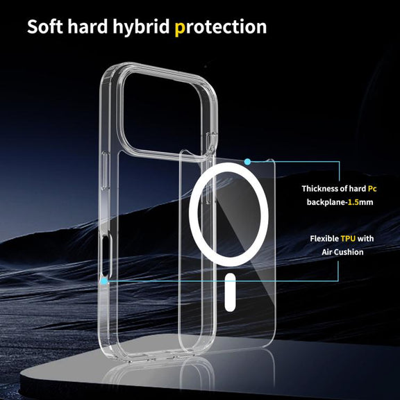 For iPhone 17 Pro Scratchproof PC Hybrid TPU Magsafe Phone Case(Transparent)
