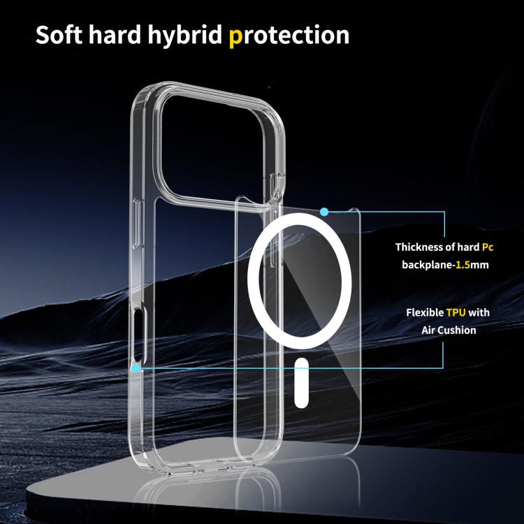 For iPhone 17 Pro Scratchproof PC Hybrid TPU Magsafe Phone Case(Transparent)