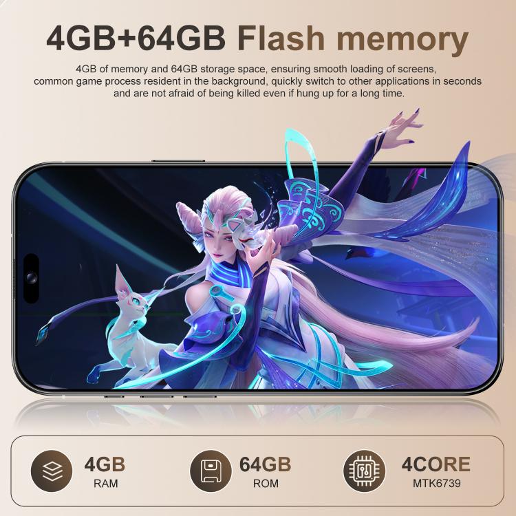 A16 Pro Max / PDA89-B, 4GB+64GB, 6.58 inch Android 10 MTK6739 Quad Core, Network: 4G, OTG, Dual SIM, Plug:AU Plug(Gold)