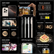 I16 Pro Max / PDQ6, 4GB+64GB, 6.58 inch Android 10 MTK6739 Quad Core, Network: 4G, Dual SIM, Plug:EU Plug(Black)