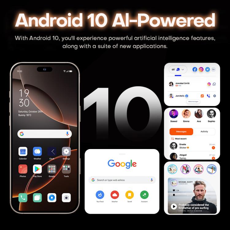 I16 Pro Max / PDQ6, 4GB+64GB, 6.58 inch Android 10 MTK6739 Quad Core, Network: 4G, Dual SIM, Plug:US Plug(Gold)