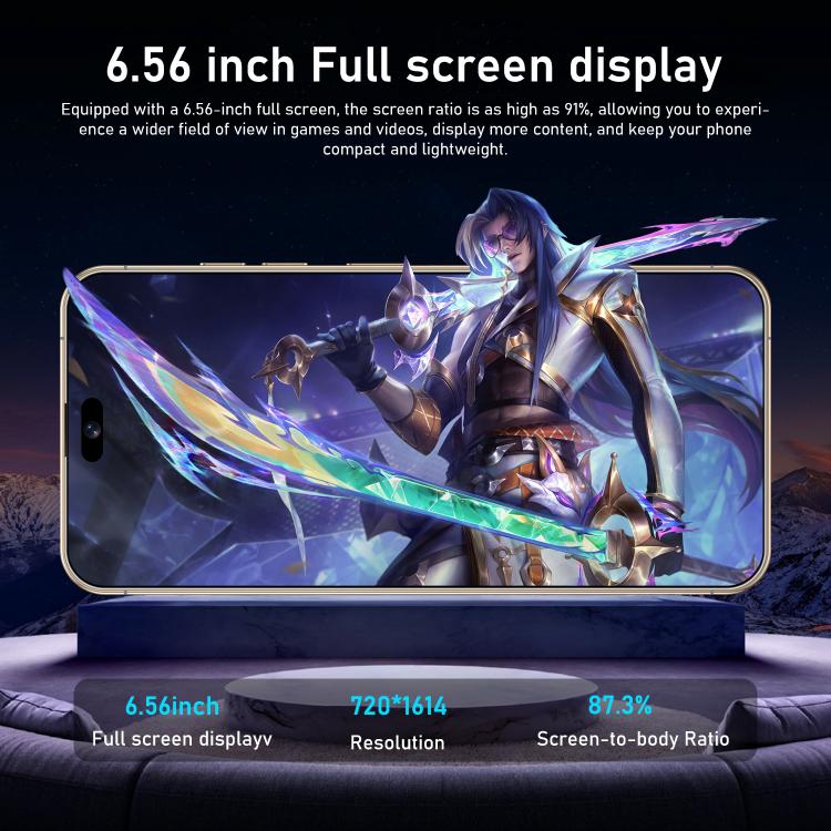 I16 Pro Max / RAi3, 3GB+64GB, 6.56 inch Android 10 MTK6739 Quad Core, Network: 4G, Dual SIM, Plug:EU Plug(Grey)