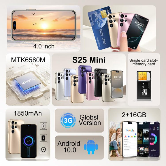 S25 Mini / ZKM10, 2GB+16GB, 4.0 inch Android 10 MTK6580M Quad Core, Network: 3G, Dual SIM(Black)