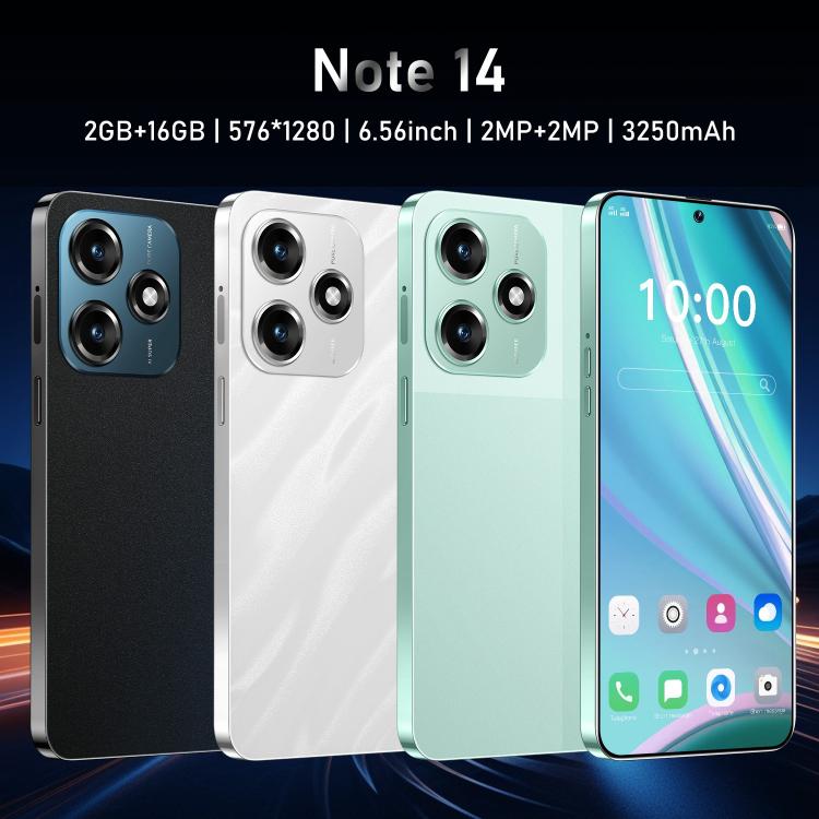 Note 14 / ZKU291, 2GB+16GB, 6.56 inch Android 8.1 MTK6580A Quad Core, Network: 3G, Dual SIM, Plug:EU Plug(Green)