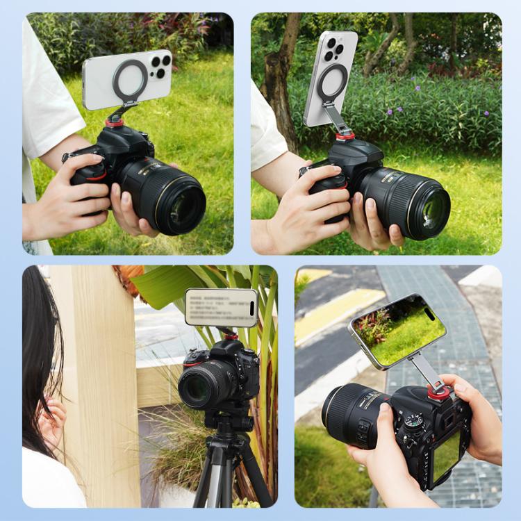 Flymile Magnetic Phone Tripod Mount MagSafe Adapter Phone Holder, Style:Folding Cold Shoe Mount