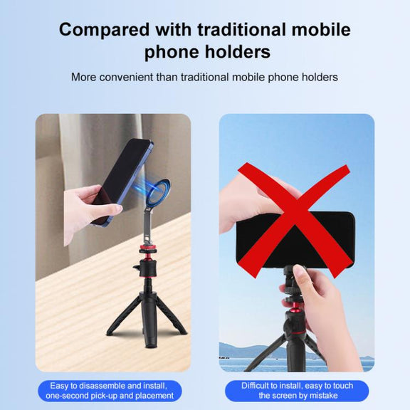 Flymile Magnetic Phone Tripod Mount MagSafe Adapter Phone Holder, Style:Folding Cold Shoe Mount