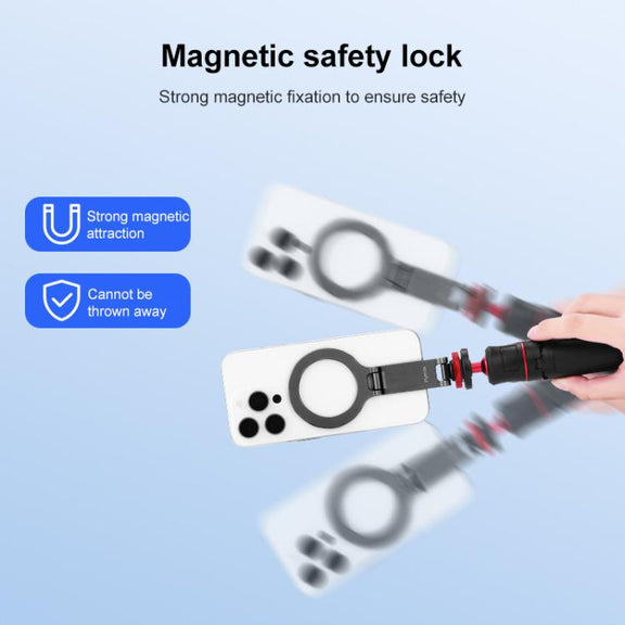 Flymile Magnetic Phone Tripod Mount MagSafe Adapter Phone Holder, Style:Folding Cold Shoe Mount