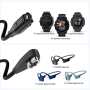 2 in 1 Earphone & Smart Watch Charging Adapter Cable for Shokz & Garmin, Interface:Type-C