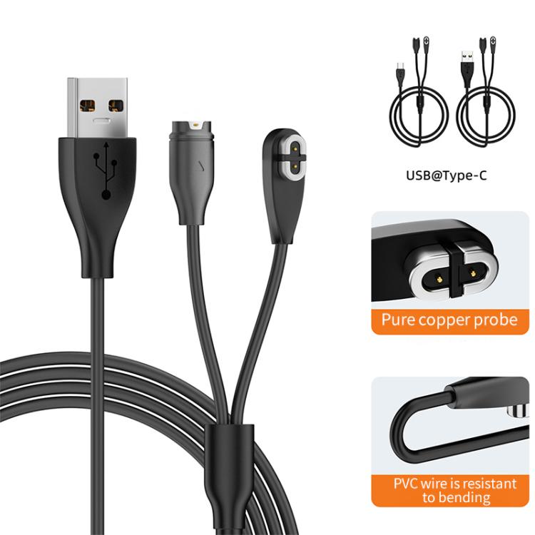 2 in 1 Earphone & Smart Watch Charging Adapter Cable for Shokz & Garmin, Interface:USB