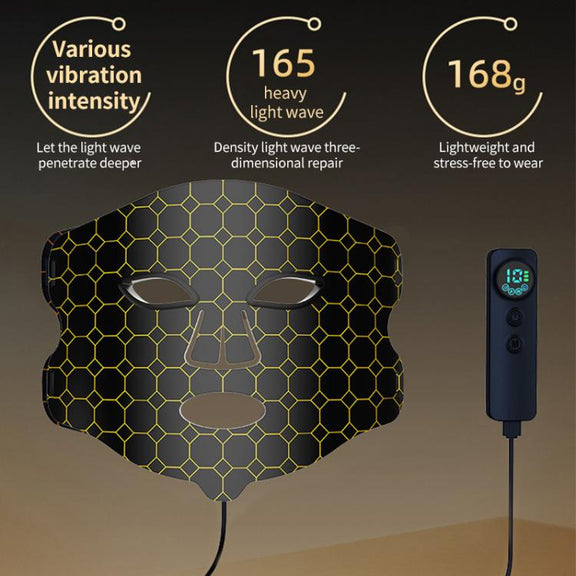 WG-B-M03 Vibration Massage Photon Mask Photon Rejuvenation Facial Beauty Device, UK Plug(Black)