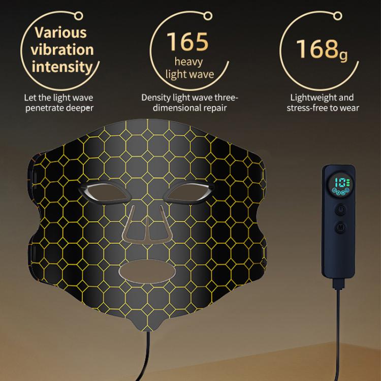 WG-B-M03 Vibration Massage Photon Mask Photon Rejuvenation Facial Beauty Device, US Plug(Black)