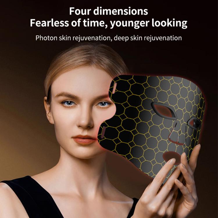 WG-B-M03 Vibration Massage Photon Mask Photon Rejuvenation Facial Beauty Device, US Plug(Black)