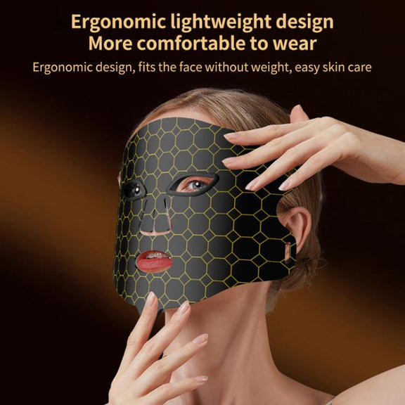 WG-B-M03 Vibration Massage Photon Mask Photon Rejuvenation Facial Beauty Device, US Plug(Black)
