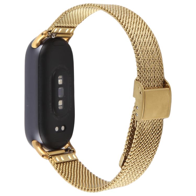 For Xiaomi Smart Band 9 / 8 Integrated Buckle Embossed Milanese Metal Watch Band(Gold)