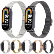 For Xiaomi Smart Band 9 / 8 Integrated Buckle Embossed Milanese Metal Watch Band(Gold)