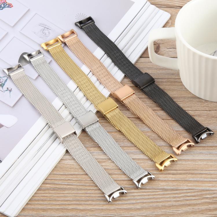For Xiaomi Smart Band 9 / 8 Integrated Buckle Embossed Milanese Metal Watch Band(Gold)