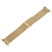 For Apple Watch 46mm / 49mm / 45mm / 44mm Integrated Buckle Embossed Thick Milanese Metal Watch Band(Gold)