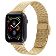 For Apple Watch 42mm / 41mm / 40mm / 38mm Integrated Buckle Embossed Thick Milanese Metal Watch Band(Gold)