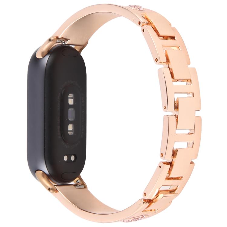 For Xiaomi Smart Band 9 / 8 Diamond Quick Release Chain Bracelet Metal Watch Band(Rose Gold)