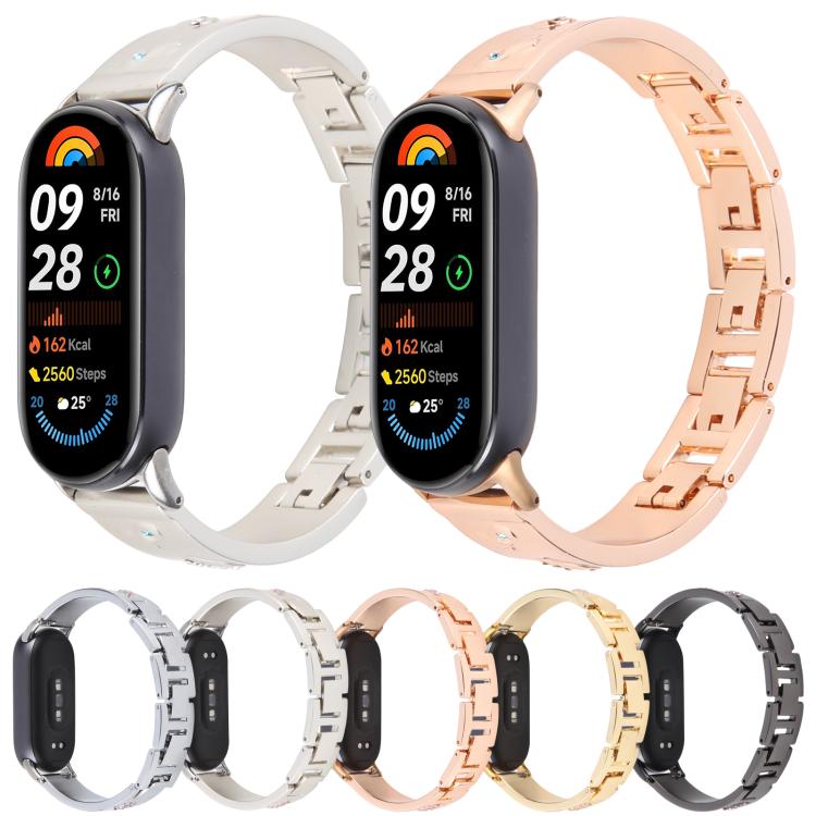 For Xiaomi Smart Band 9 / 8 Diamond Quick Release Chain Bracelet Metal Watch Band(Gold)