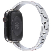 For Apple Watch 46mm / 49mm / 45mm / 44mm Diamond Quick Release Chain Bracelet Metal Watch Band(Silver)
