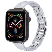 For Apple Watch 42mm / 41mm / 40mm / 38mm Diamond Quick Release Chain Bracelet Metal Watch Band(Silver)