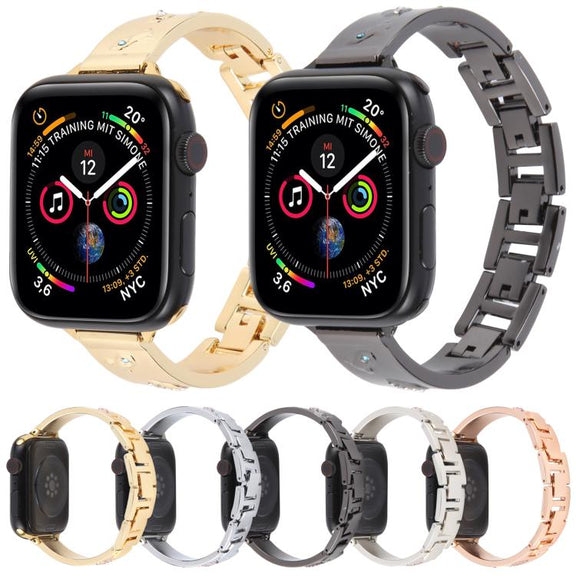 For Apple Watch 42mm / 41mm / 40mm / 38mm Diamond Quick Release Chain Bracelet Metal Watch Band(Silver)