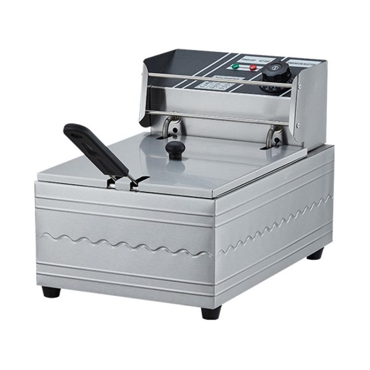 Multifunctional Commercial Stainless Steel Thick Electric Fryer Electric Boiler, Single Cylinder 6L+Timer(US Plug)