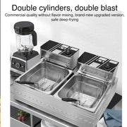 Multifunctional Commercial Stainless Steel Thick Electric Fryer Electric Boiler, Single Cylinder 6L+Timer(US Plug)