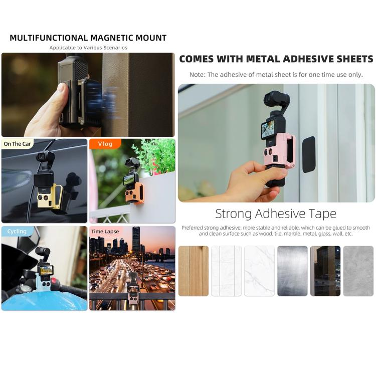 For DJI OSMO Pocket 3 Sunnylife Multifunctional Magnetic Mount Tabletop Base Bracket(Orange)