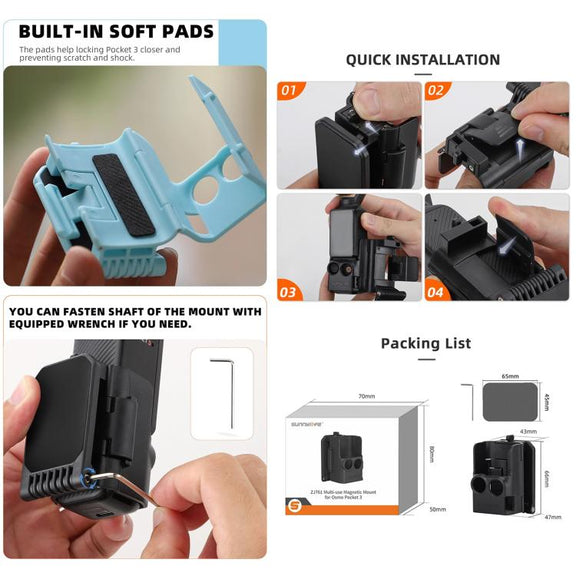 For DJI OSMO Pocket 3 Sunnylife Multifunctional Magnetic Mount Tabletop Base Bracket(Orange)